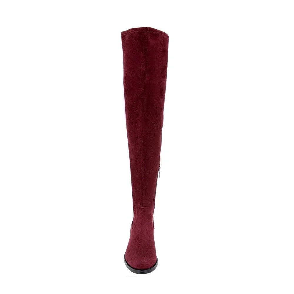 Kenneth Cole Reaction Windy Burgundy Knee High Boot Womens Faux Suede Boot 9M‎